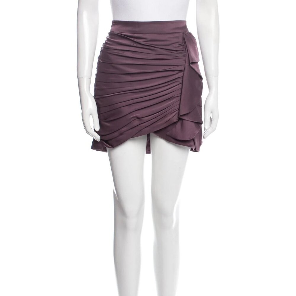 NWT | Ramy Brook Toni Mini Skirt‎ Raisin Eggplant Shirred Asymmetrical - $325
